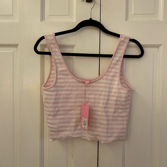 NWT Stoney Clover Lane Pink White Tank Top - Picture 2 of 3